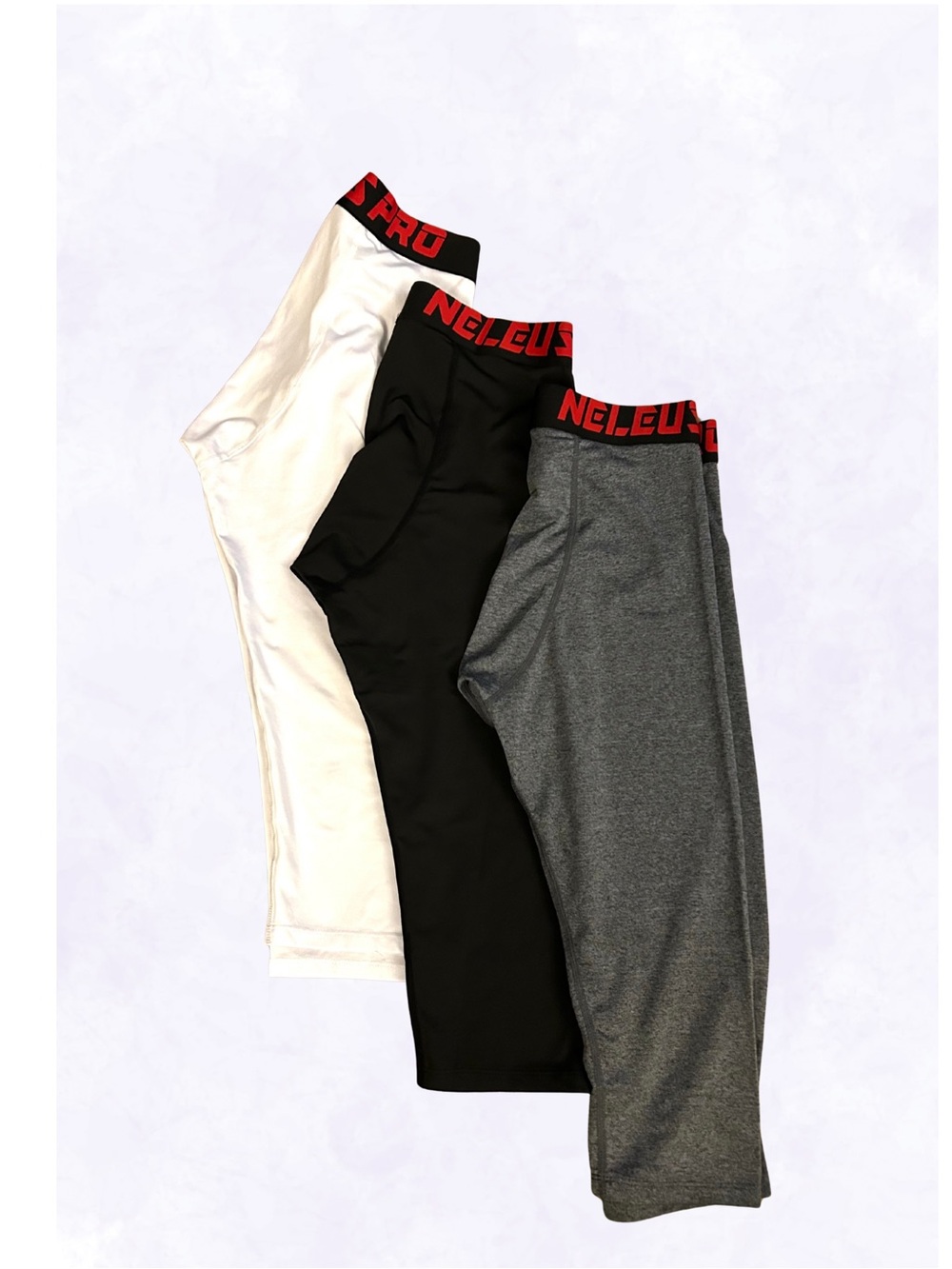 Men's Performance Compression Pants - White, Black & Gray Bundle of 3 Size Med
